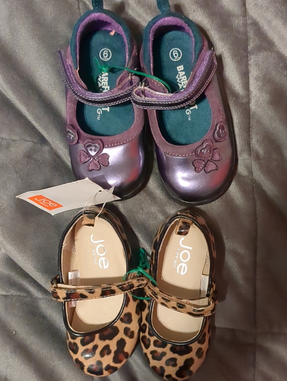 Toddlers' Leopard Print And Purple Mary Jane Shoes